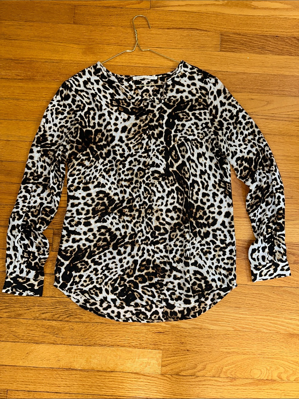 Leopard Print Long-Sleeve Women's Top - Brown/Black